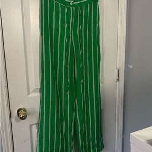 H&M Green Striped Pants